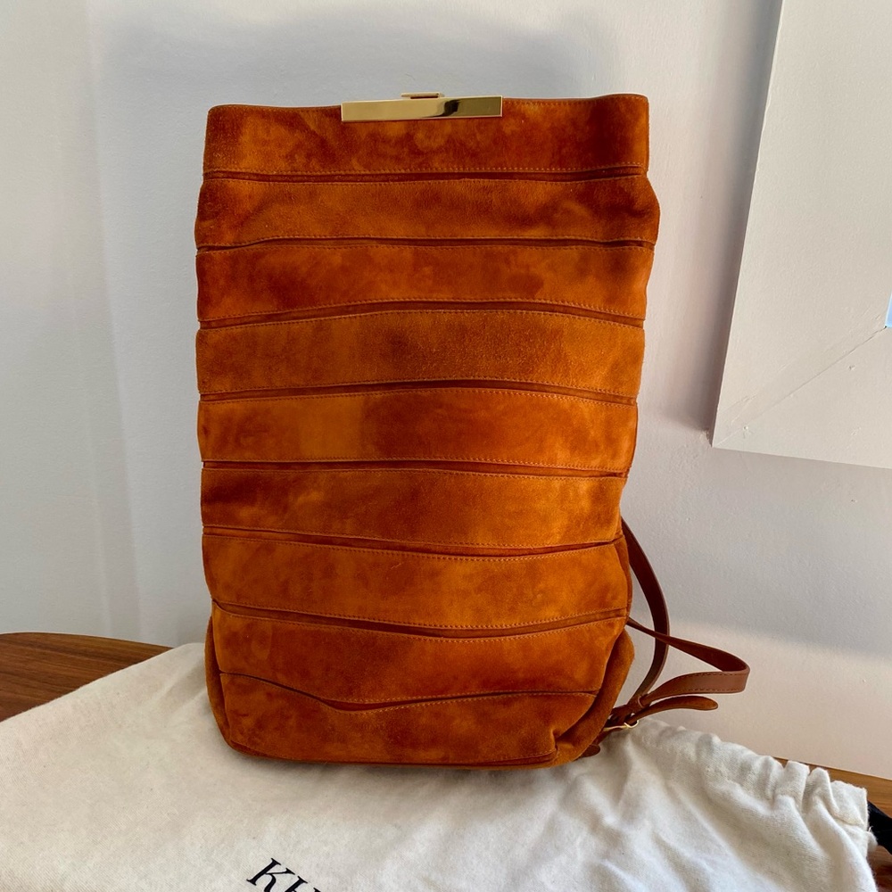 Khaite Iris backpack in brown suede